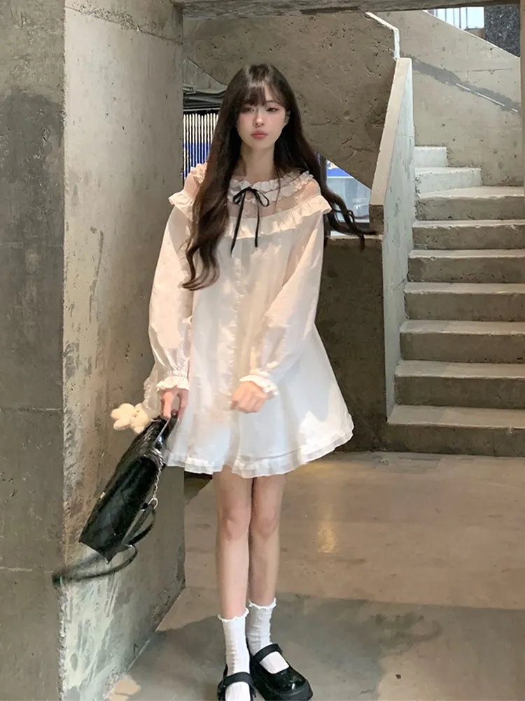 THETURE 原創純愛戀曲早春襯衫長袖連衣裙2024新款小眾超好看女