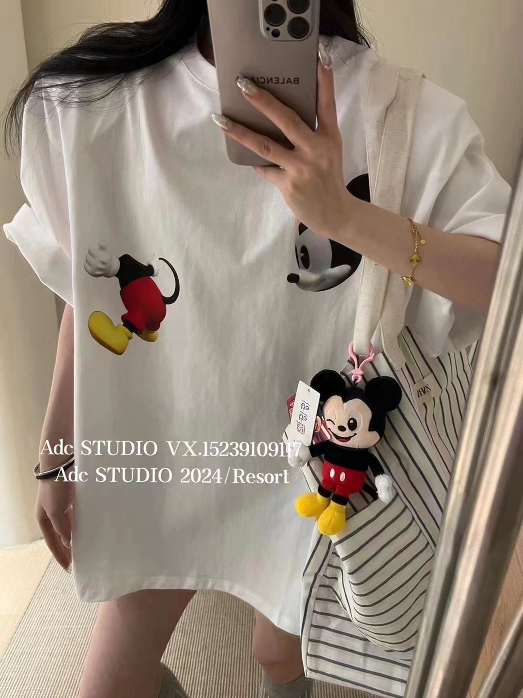 韓國短袖T恤女2024春季新款韓版卡通印花圓領寬鬆中長款上衣打底
