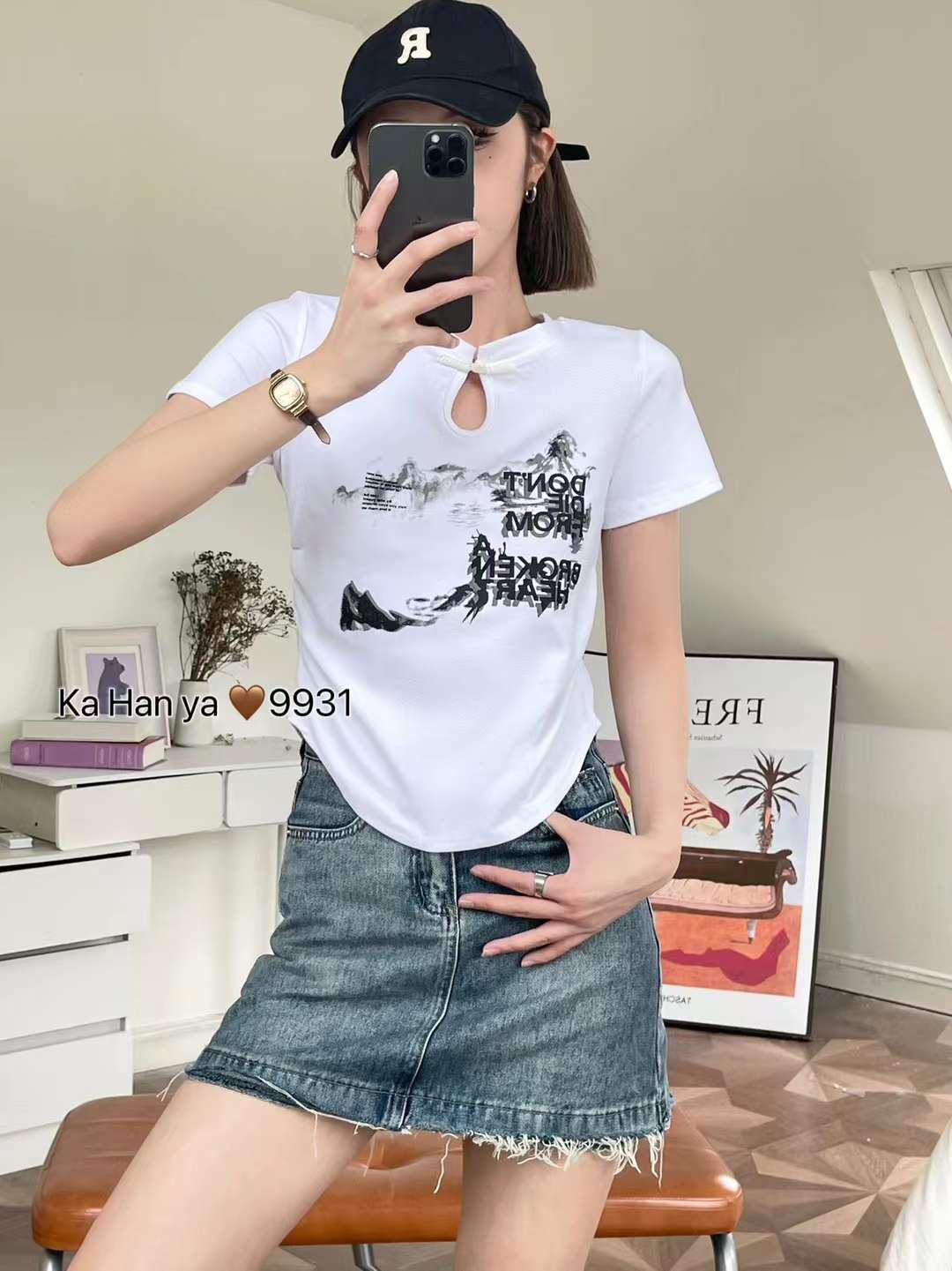 復古國風辣妹中國結盤扣短袖t恤女顯瘦獨特設計感民族風短款上衣