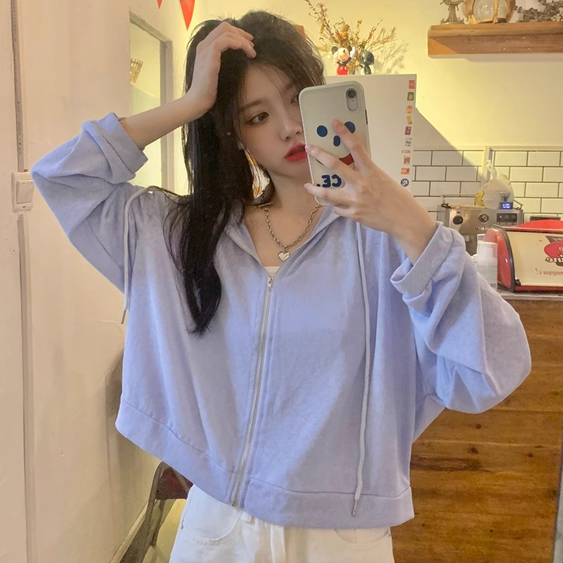 原版做工網紗連帽防曬服女春秋薄款寬鬆長袖鹽系開衫外套百搭