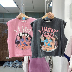 Slim-fit pure cotton sleeveless women's summer vest for wearing outside, loose fit, layered under pure cotton T-shirt, sweet and spicy girl style, open-front jacket.