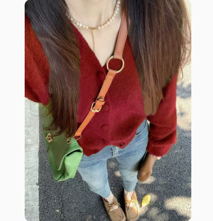 Autumn and winter avocado green knitted cardigan for women, high-end, lazy outer sweater jacket, retro soft waxy V-neck top