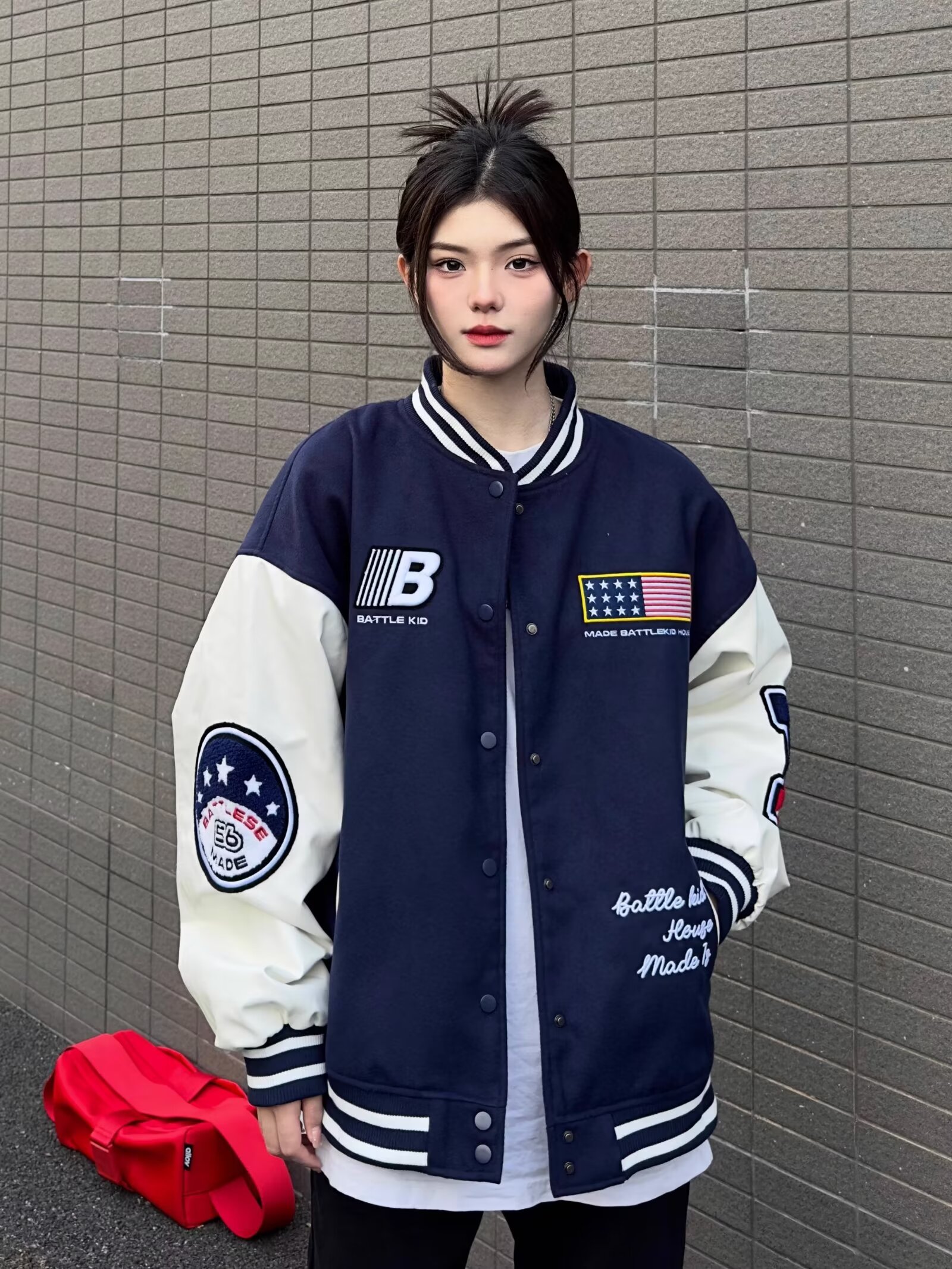 品質量國潮牌美式復古學院風棒球服外套女情侶夾克