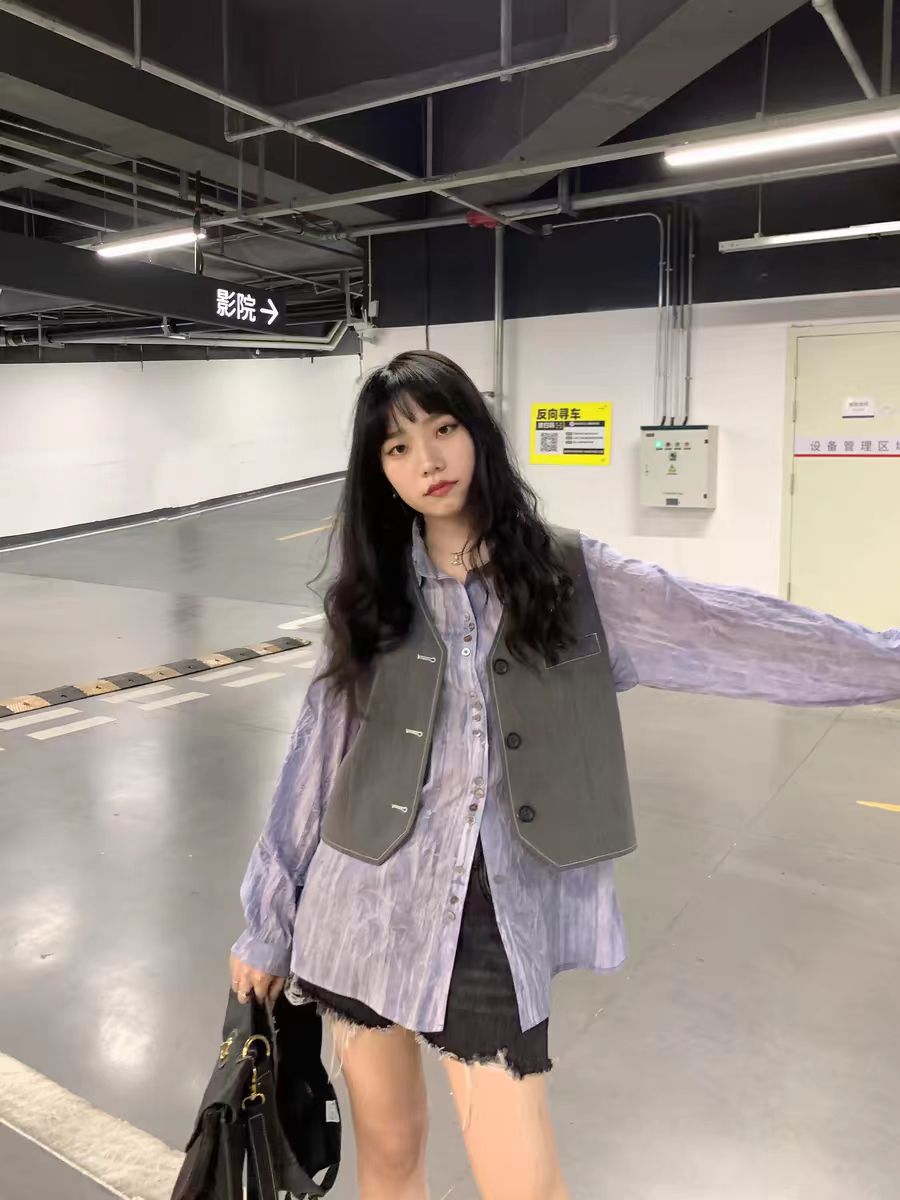 發現自製/藍色多瑙河 復古襯衫夏季女寬鬆顯瘦設計感別致長袖上衣