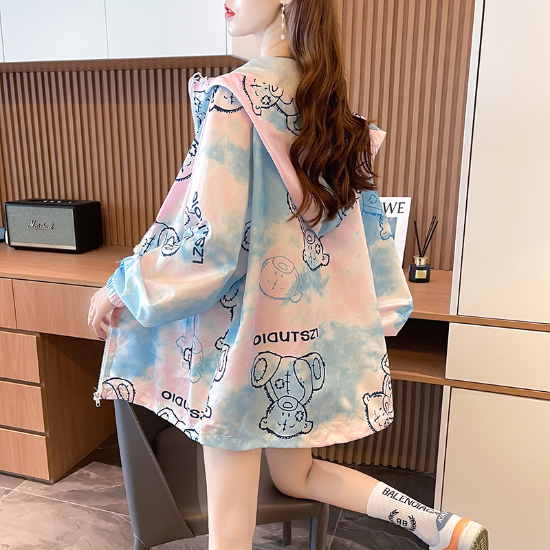 實拍2024新款夏季寬鬆休閒洋氣百搭薄款拉鏈開衫防曬服外套女