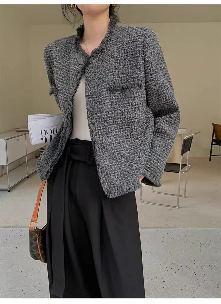 法式小香風外套女春秋2024新款灰色小個子名媛高級感氣質名媛上衣