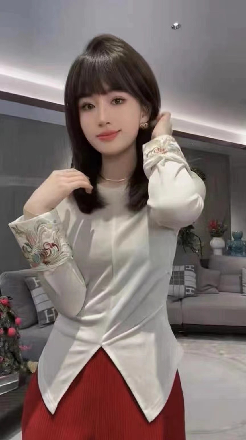 新中式女裝設計感開叉打底衫襯衫時尚洋氣2024年春夏新款國風上衣
