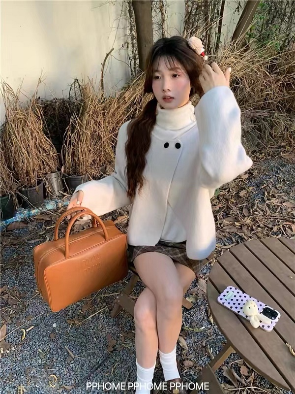 中式大小姐 復古中式圓領開衫毛衣春秋疊穿紅色毛衣外套女