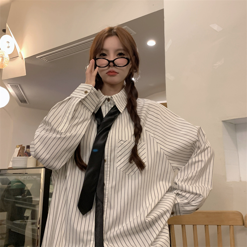 潮牌小眾設計紋插肩袖肌理感襯衫春秋女日系長袖