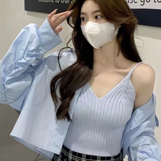 襯衫外套女裝設計感小眾襯衣2024新款春季獨特别致短款上衣兩件套
