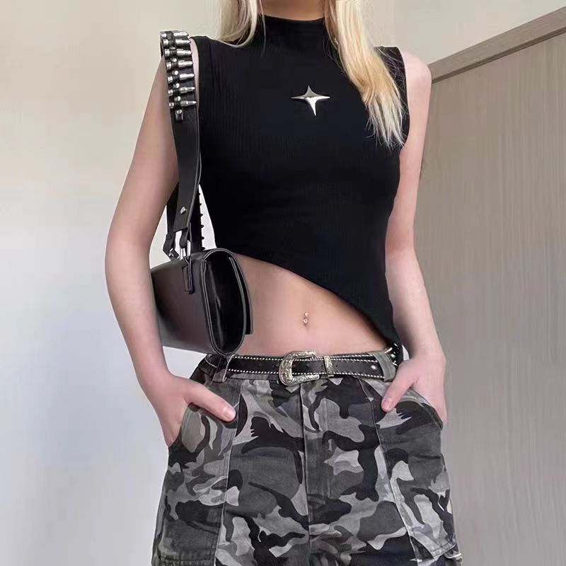辣妹法式小背心春秋內搭女甜辣風修身顯瘦無袖上衣外穿設計感小眾