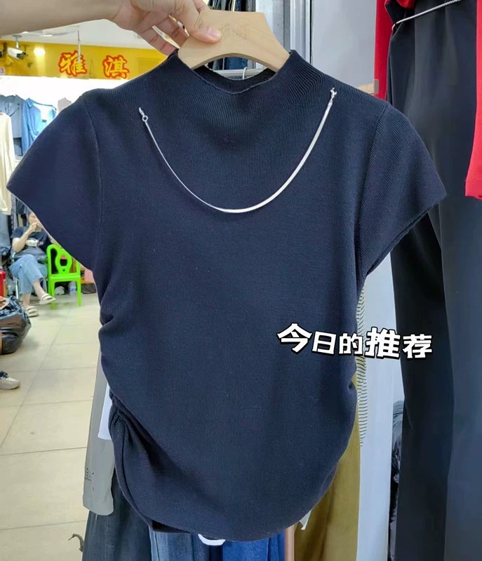 純色中領無袖針織衫女細羊毛修身彈力打底衫簡約純色西裝內搭新款