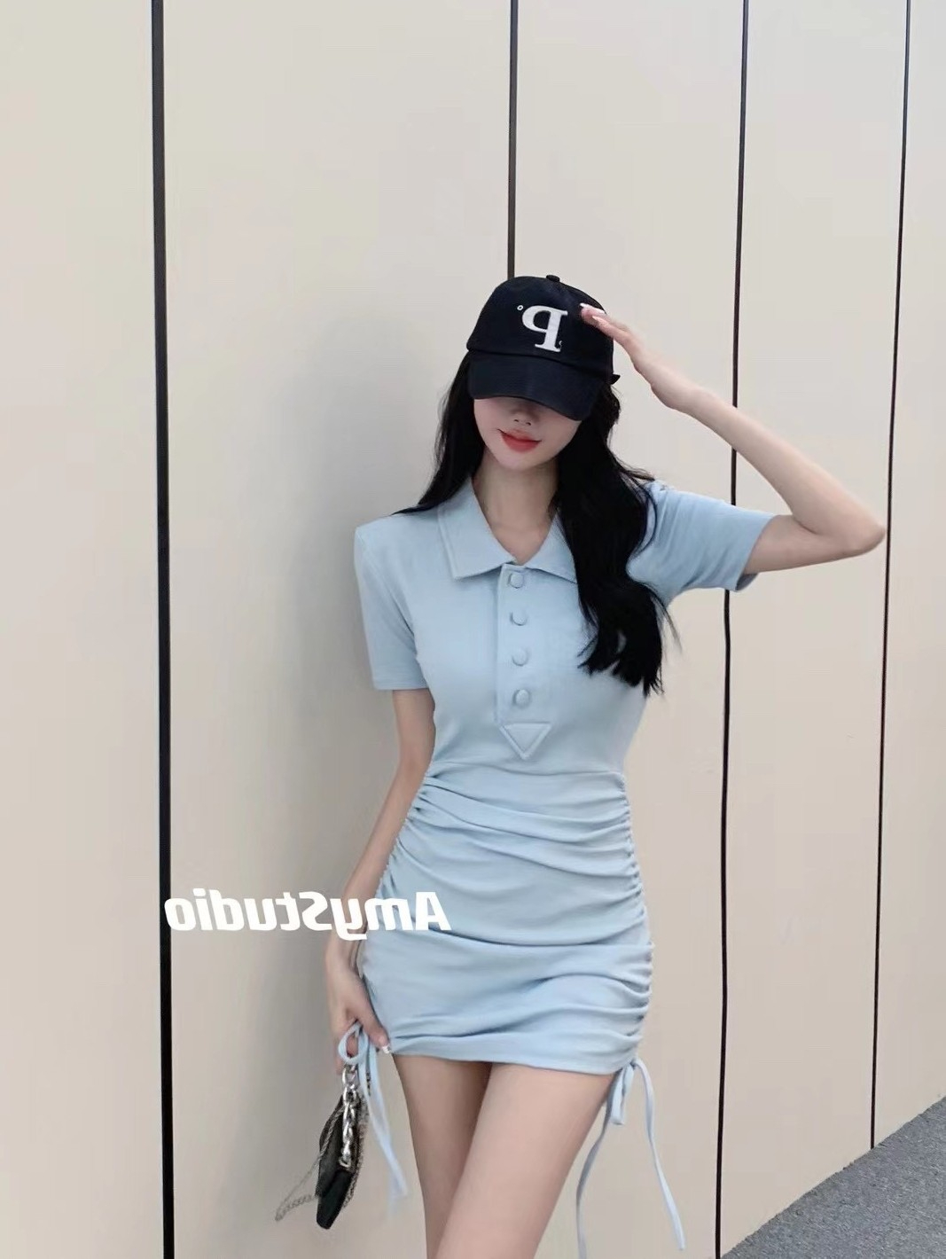 polo領連衣裙女裝夏季韓版2024新款純欲風修身顯瘦短袖包臀短裙子
