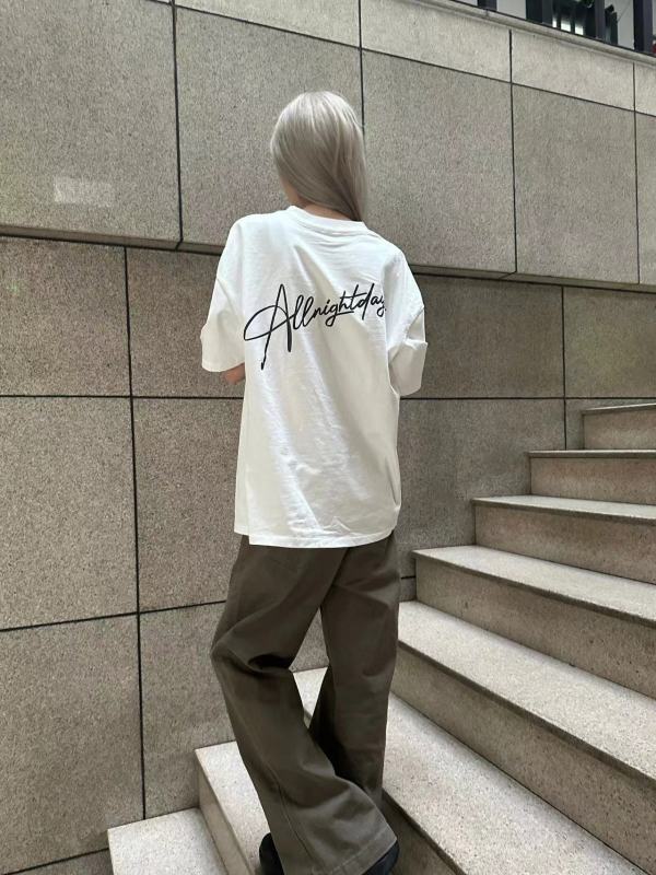 高質量純棉220克精梳緊密手感好直播品質前後印花短袖t恤女