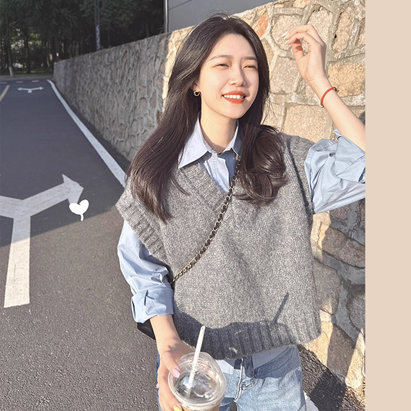 2024 Early Autumn Fashionable High-end Small Tea Style Outfits Salt Style Light Mature Korean Drama Vest Knitted Tops for Women