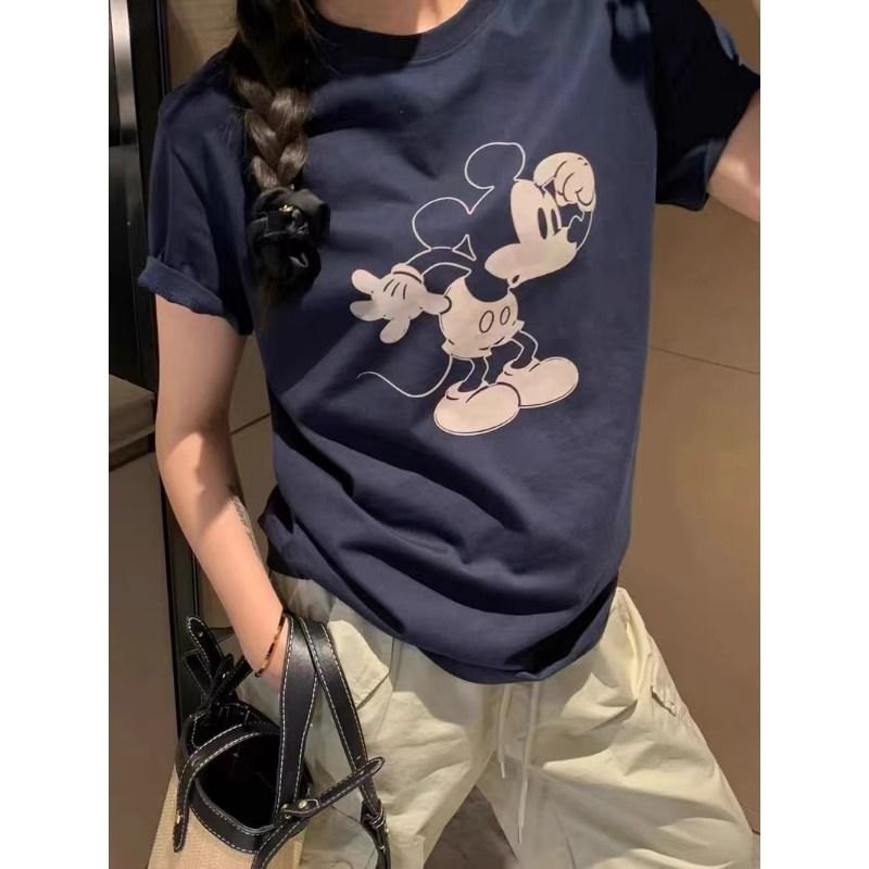 歐貨百搭卡通人物印花顯瘦上衣休閒短袖T恤女