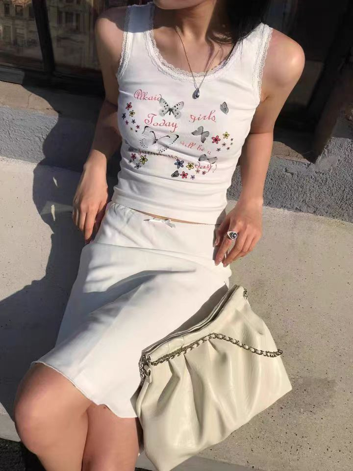 260克隨心裁1x1 辣妹風純欲吊帶背心女內搭夏季蕾絲甜辣上衣短款
