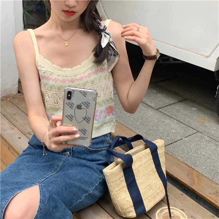 設計感小眾針織衫背心吊帶女裝夏季2024新款法式溫柔韓版上衣女潮