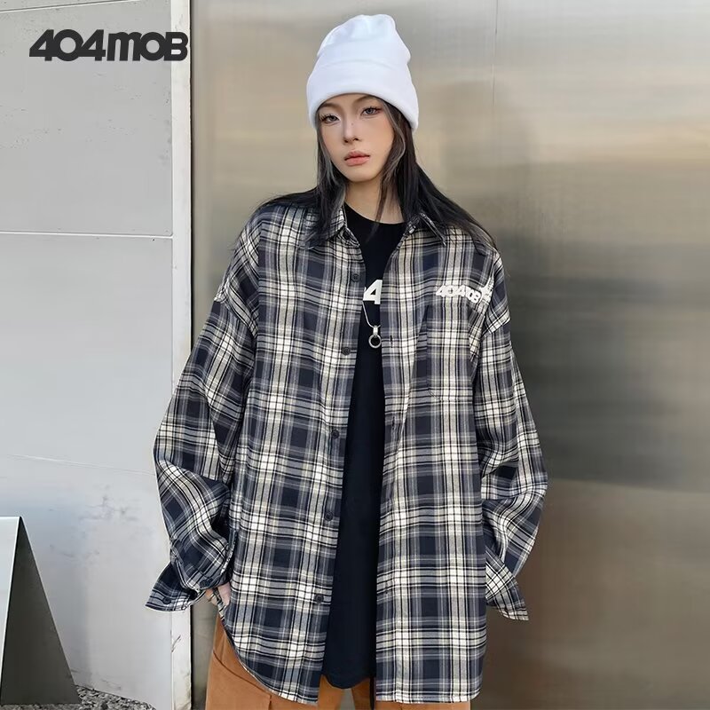 潮流格子長袖襯衫男女款春季炸街穿搭寬鬆百搭潮流學生外套