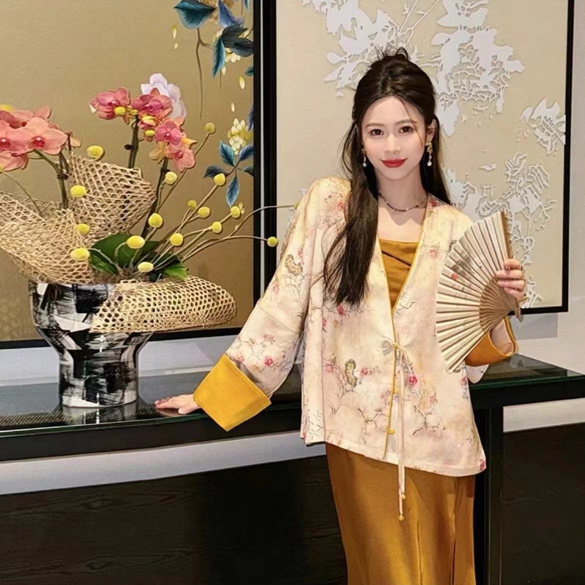 新中式春夏復古設計感外套醋酸連衣裙漢服套裝