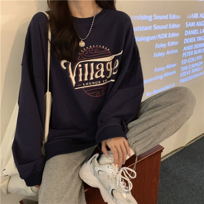 2024新款春季薄款韓版寬鬆圓領衛衣女春秋薄款長袖T恤