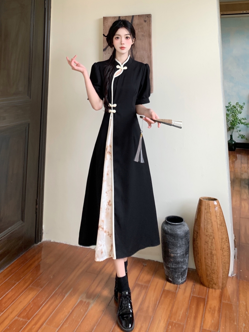 Plus size women's summer new style slightly fat and slim design improved cheongsam new Chinese style national style dress