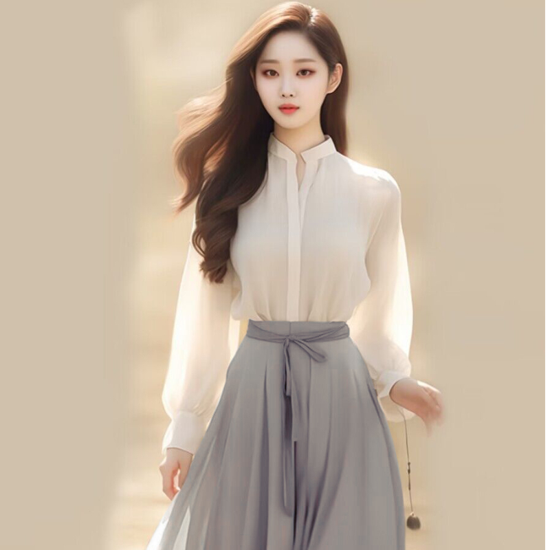 春季穿搭高級感御姐風氣質名媛輕奢顯瘦法式襯衫連衣裙女神范套裝