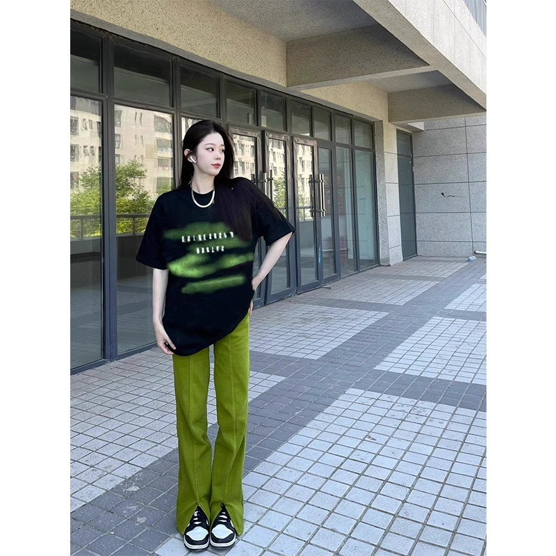 純棉 天貓質量 美式復古小眾印花寬鬆百搭T恤