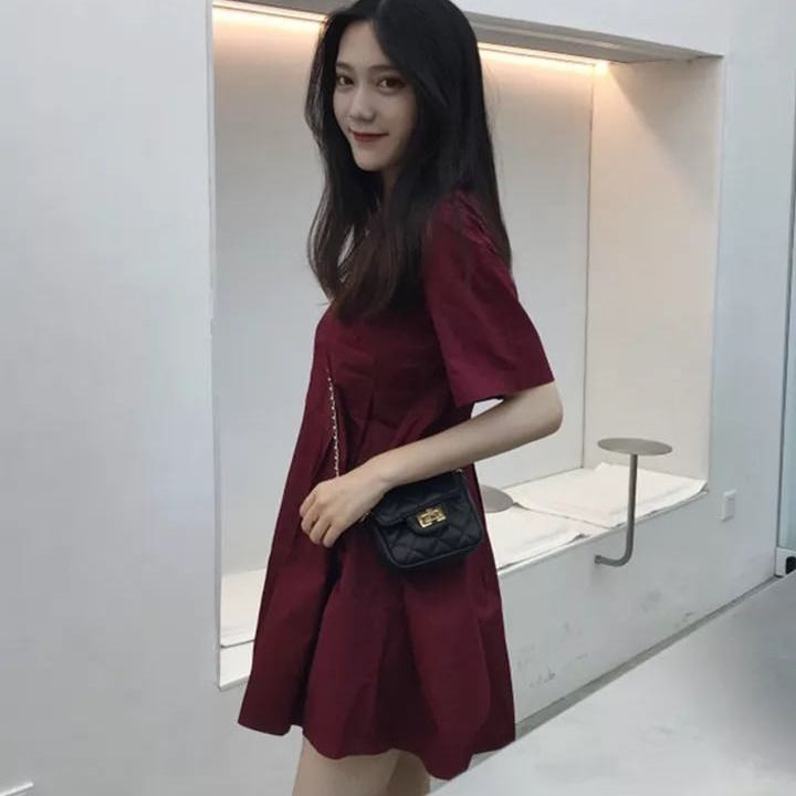 2024夏新款韓版孕婦連衣裙超顯腿長的A字短款娃娃裙港味復古短袖