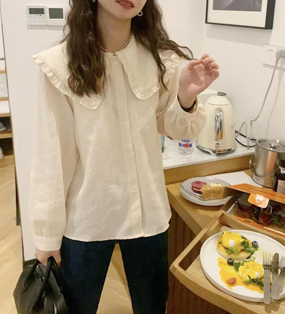 韓版小眾娃娃領襯衣女