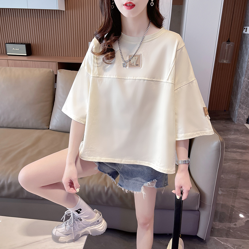 實拍原版設計感短袖T恤夏季2024新款大碼寬鬆百搭上衣女