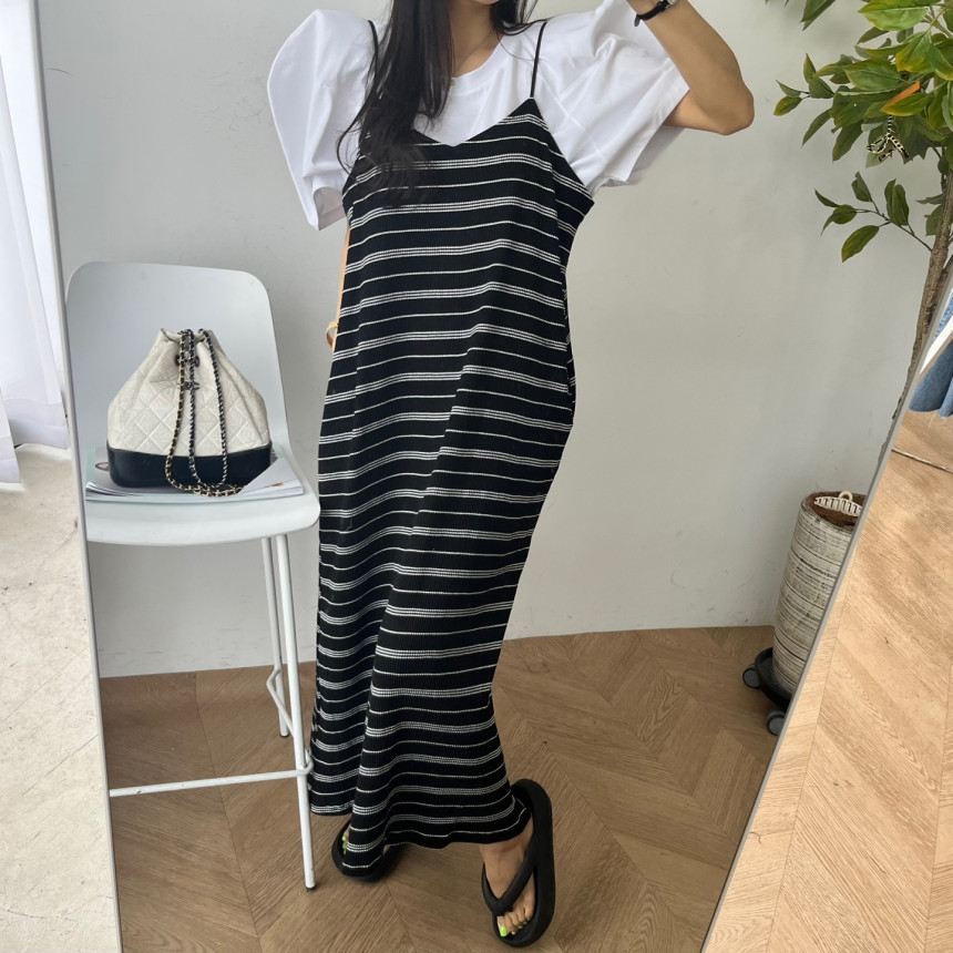 Original striped suspender dress
