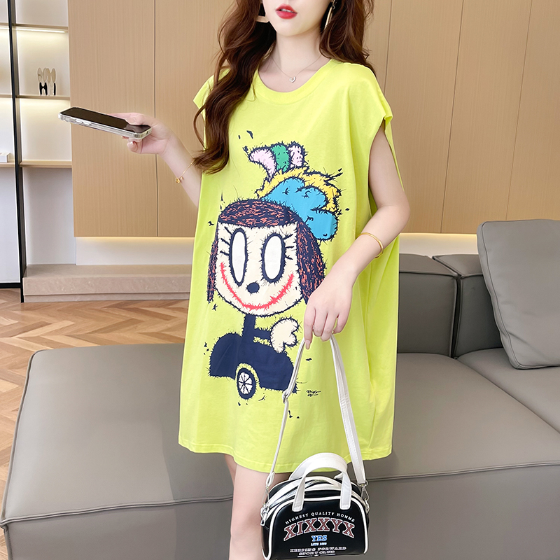 實拍100%純棉 夏季韓版中長款寬鬆大碼工字圓領背心女