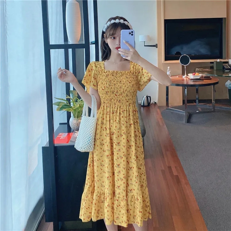 加肥加大碼女裝2024年夏季新款胖妹妹法式復古顯瘦甜美連衣裙子潮