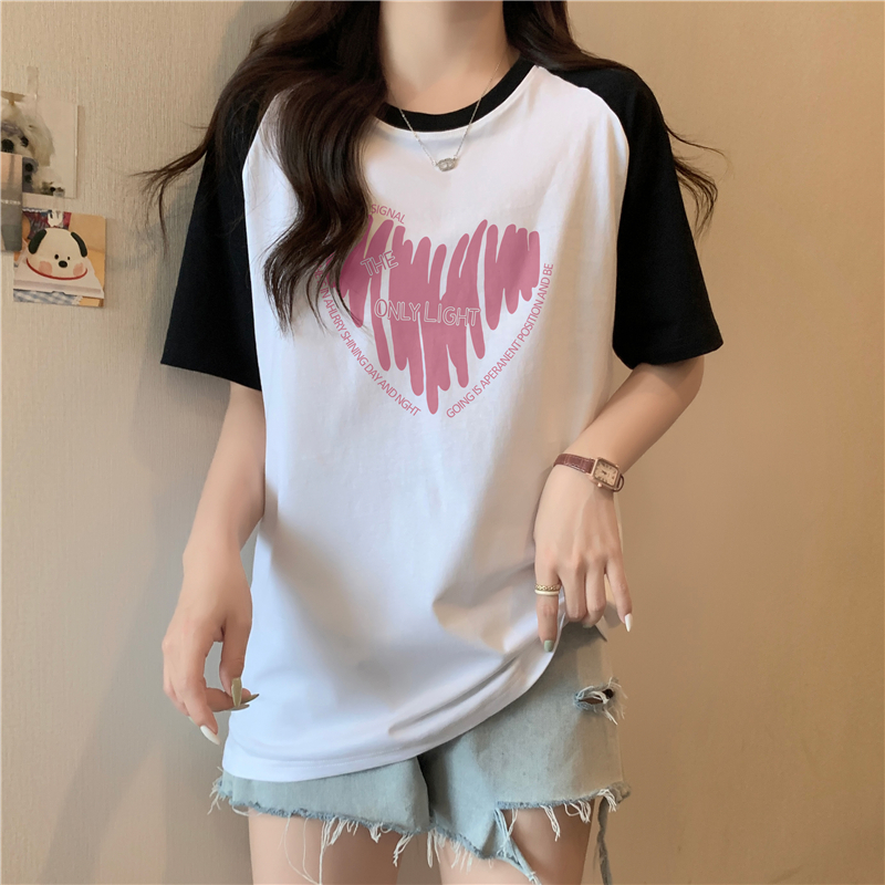 實拍200克純棉夏季新款插色寬鬆短袖t恤女潮
