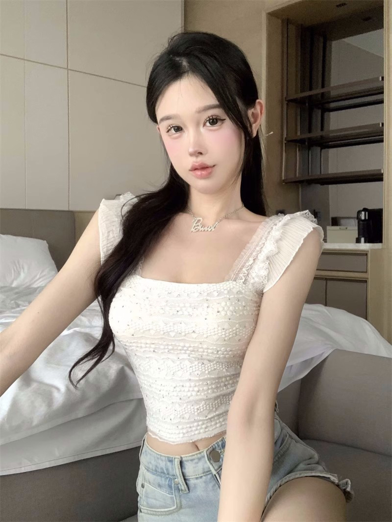 辣妹波點吊帶背心女夏季純欲內搭性感修身設計感上衣外穿