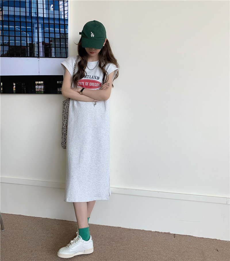無袖長裙女夏季韓版新款寬鬆連衣裙中長款背心裙