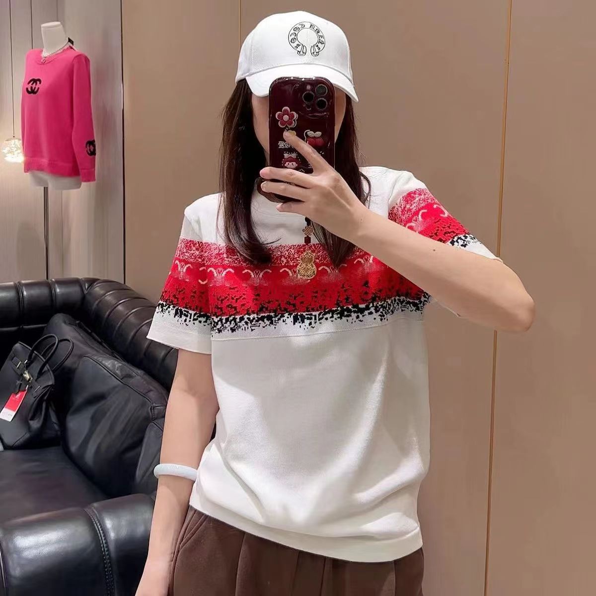 潮牌印花短袖T恤女2024夏裝新款時尚潮流寬鬆設計感內搭正肩上衣