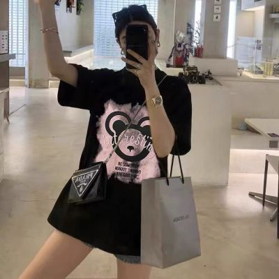 純棉 短袖t恤女寬鬆韓版ins潮2024春夏季新款中長款半袖上衣ins潮