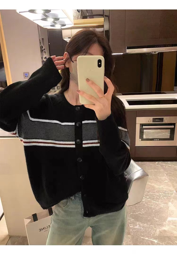 奈陌NICMOO2024年新款拼接韓版春季設計感棒球服外套針織開衫