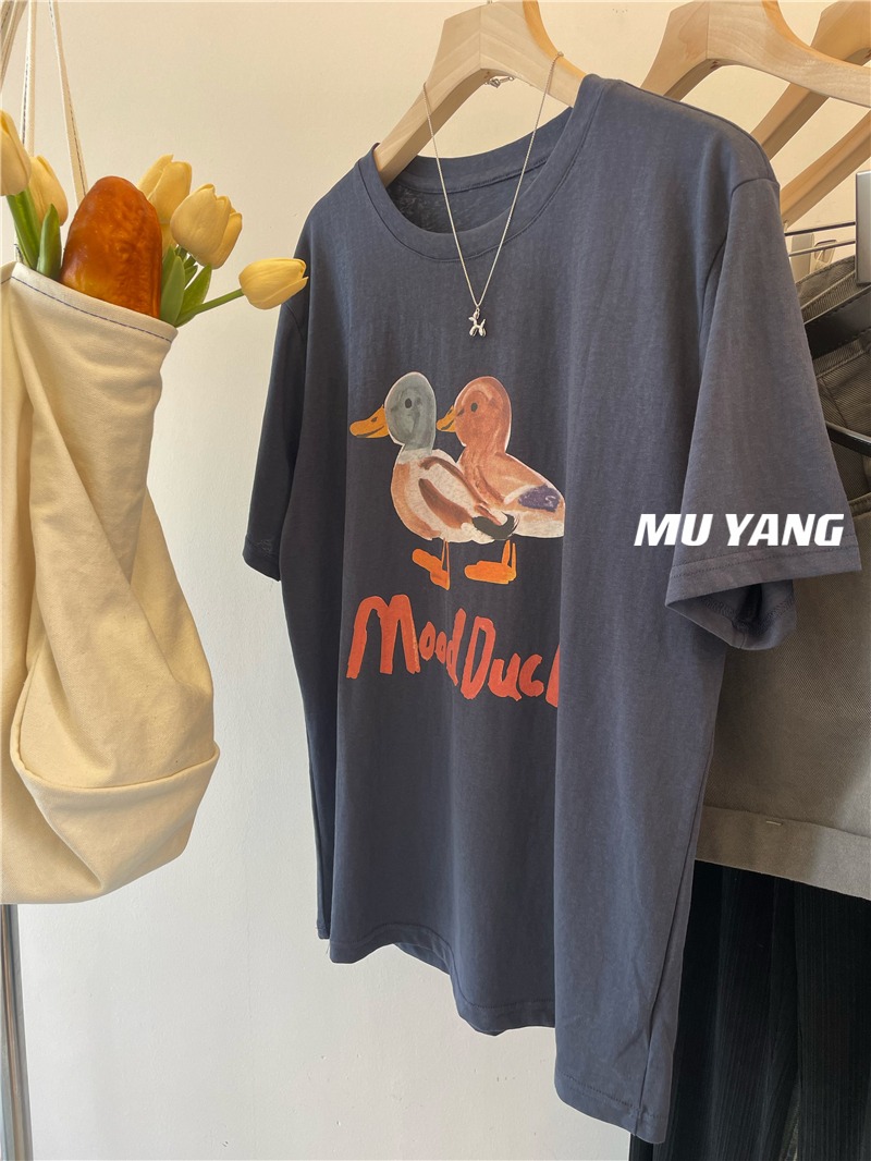 官圖 重磅/精梳純棉 後包領 有縫邊 S-XXXL 夏裝短袖T恤女