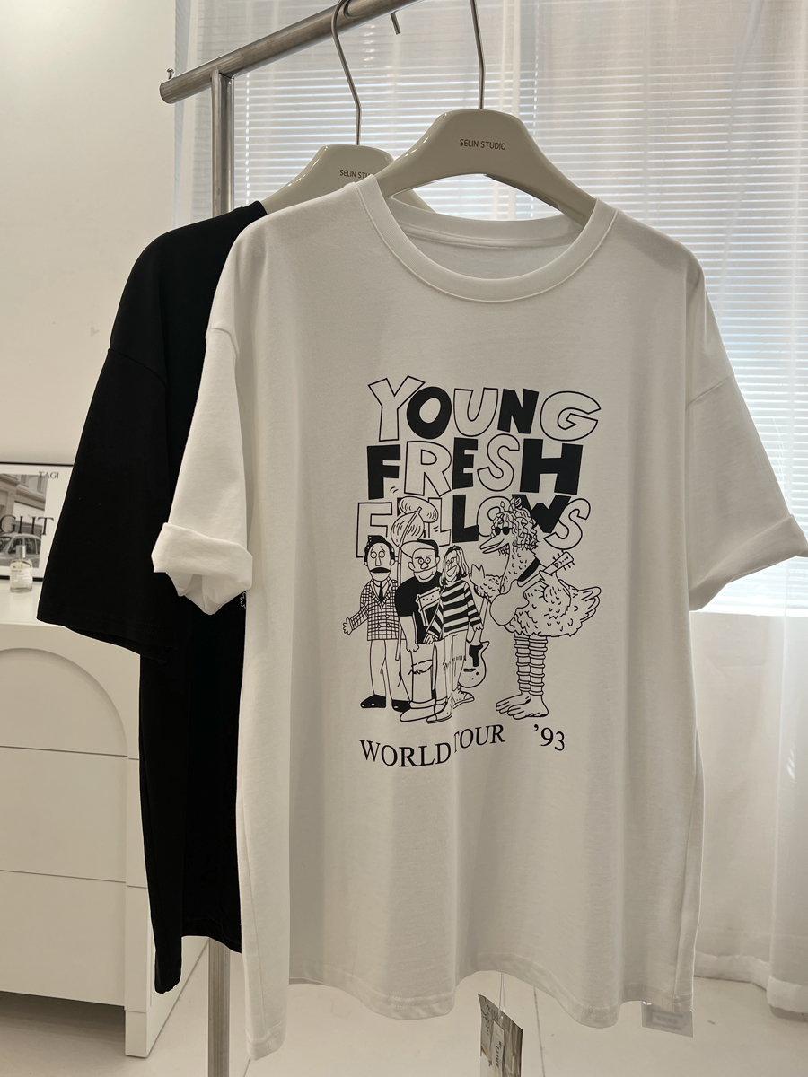 官圖 重磅/精梳純棉 後包領 有縫邊 S-XXXL 夏裝短袖T恤女