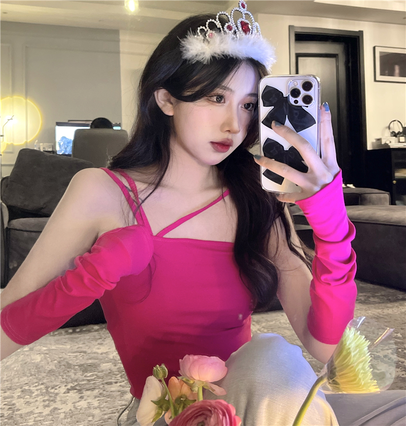 掛脖吊帶背心女夏季新款設計感小眾甜辣妹性感緊身外穿袖套上衣潮