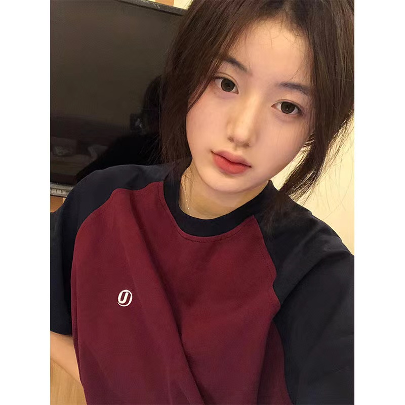 純棉包後領 韓版原宿風小眾設計寬鬆百搭短袖上衣