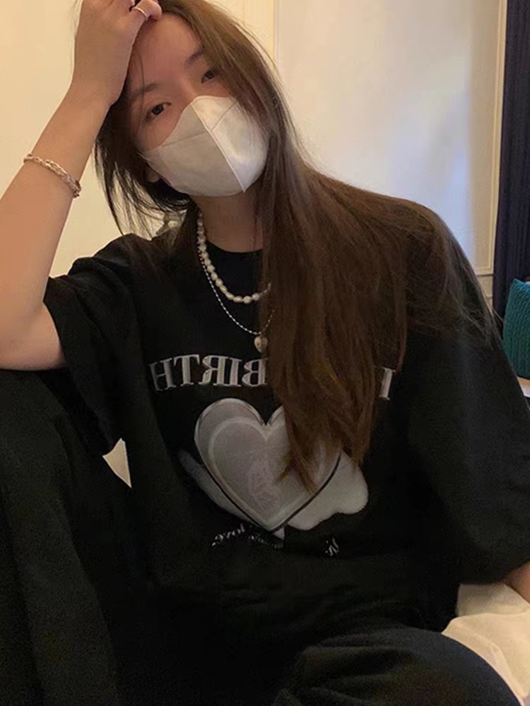 印花短袖T恤女春夏新款寬鬆韓版百搭純棉上衣潮