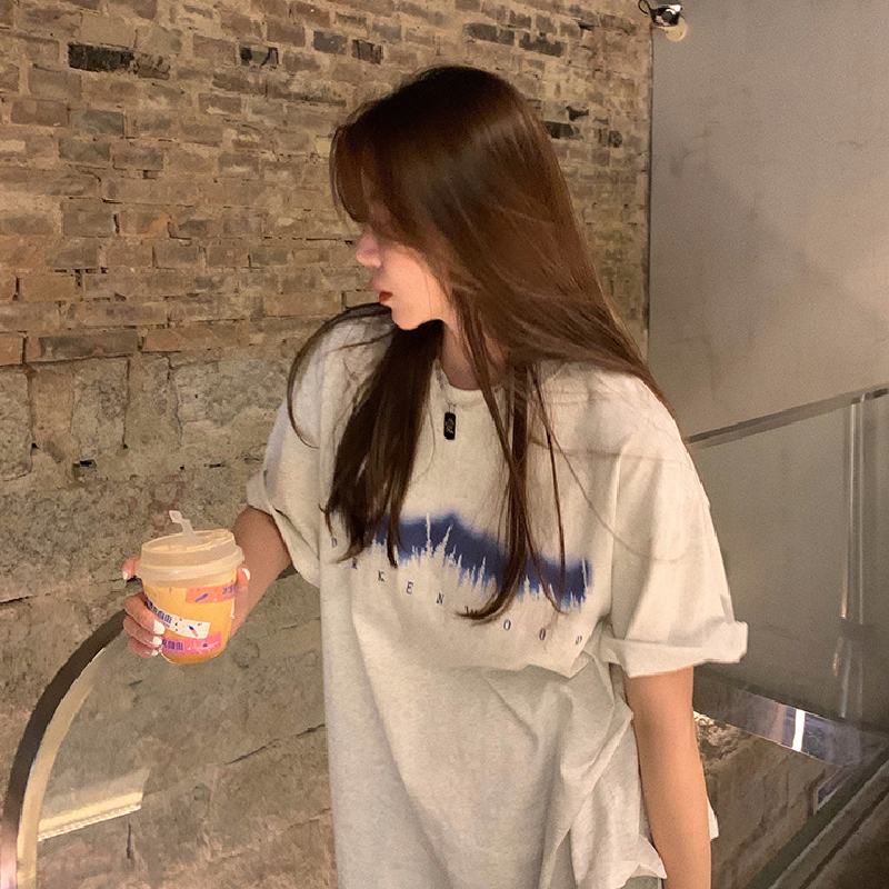 新款夏季圓領印花大碼女裝百搭短袖T