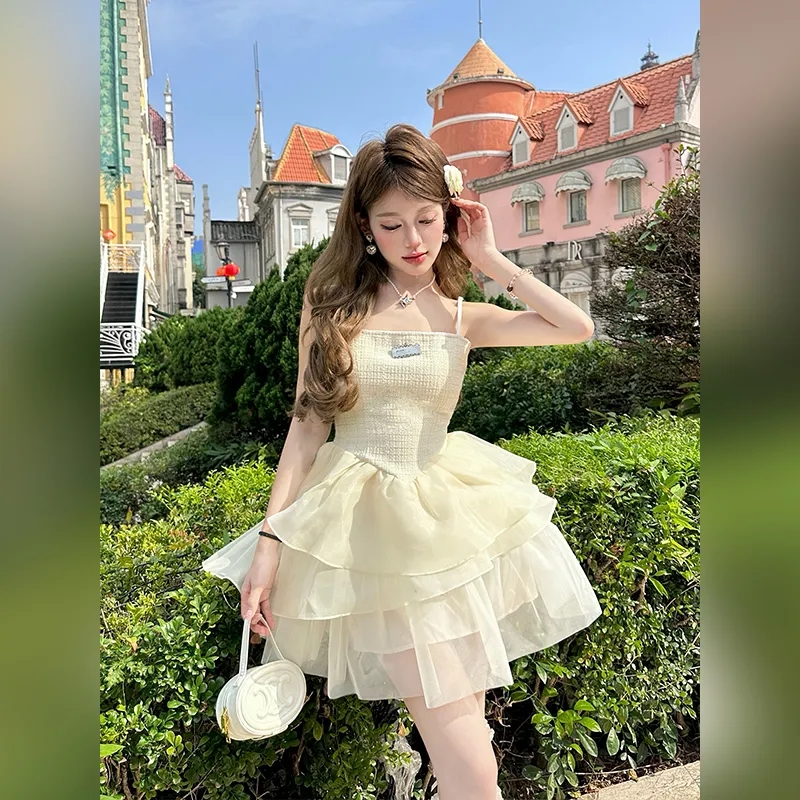法式小眾設計感公主蓬蓬裙套裝女春2024新款小個子氣質顯瘦兩件套