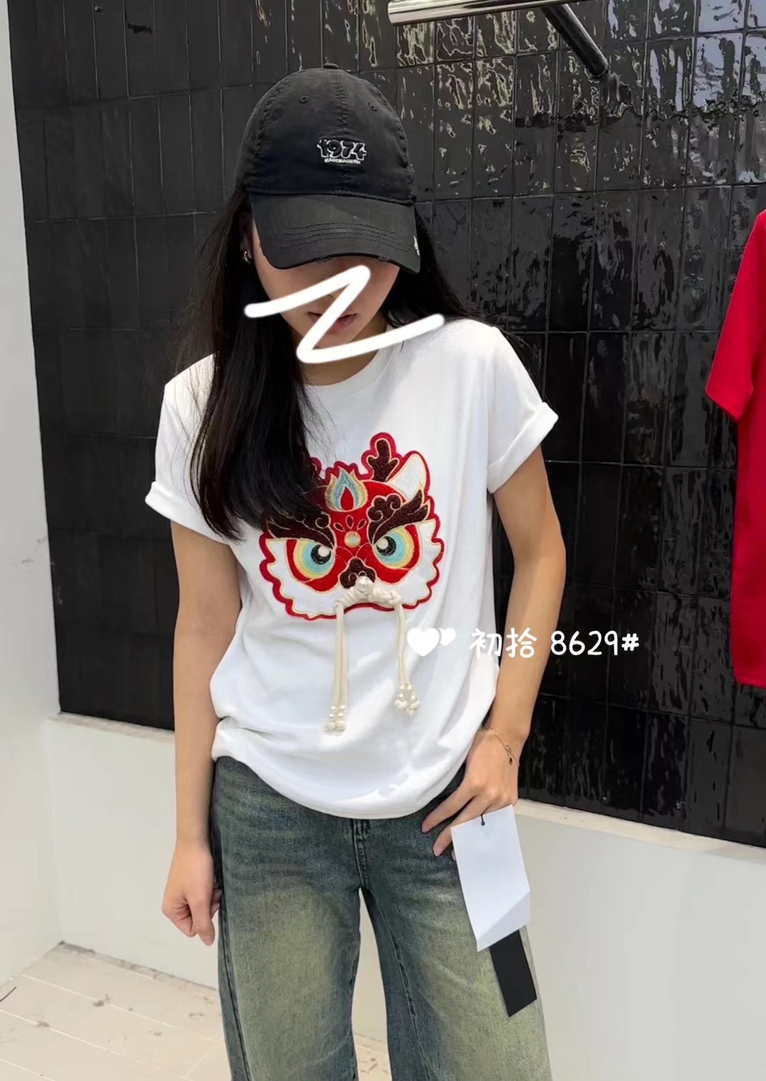 國潮龍年本命年刺繡圓領短袖T恤女早春新款設計感寬鬆休閒上衣潮
