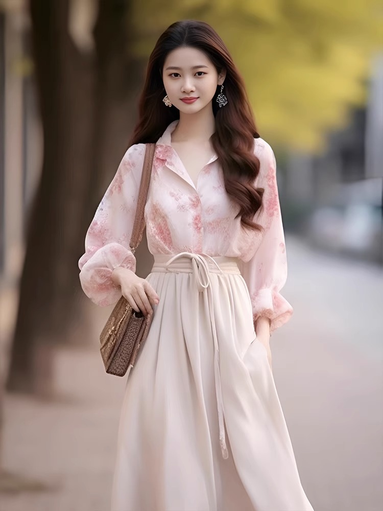 2024春季新款女裝高端奢華大牌輕奢高級感小香風碎花襯衫長裙套裝