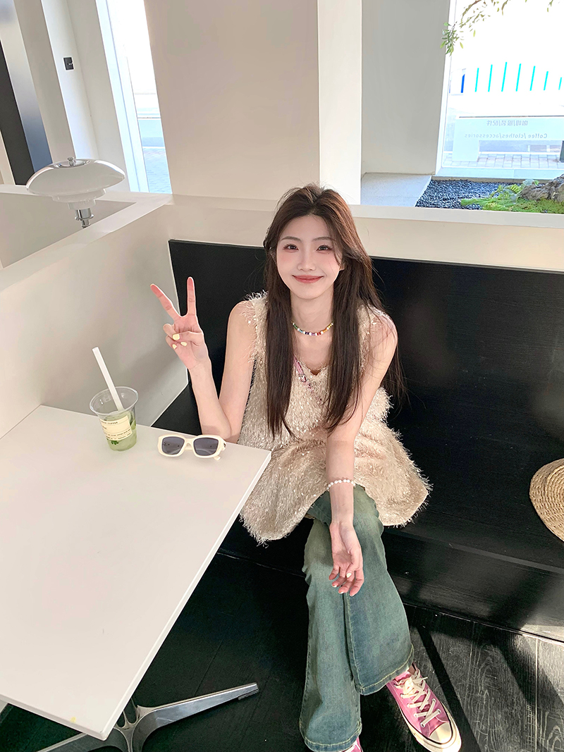 實拍 流蘇無袖背心連衣裙夏季新款氣質溫柔短裙裙子